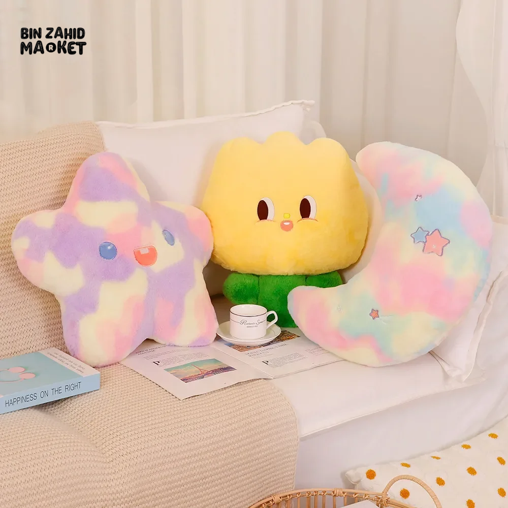 TIE-DYE STAR & MOON PLUSH CUSHION PAIR