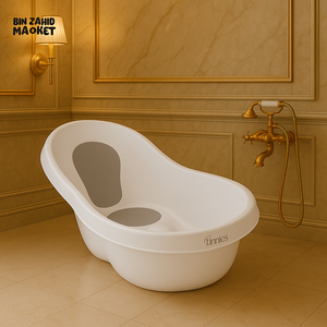 TINNIES BABY BATH TUB – PREMIUM ERGONOMIC INFANT BATHTUB WITH ANTI-SLIP DESIGN, COMFORTABLE NEWBORN TUB FOR EASY & SAFE BATHING - WHITE