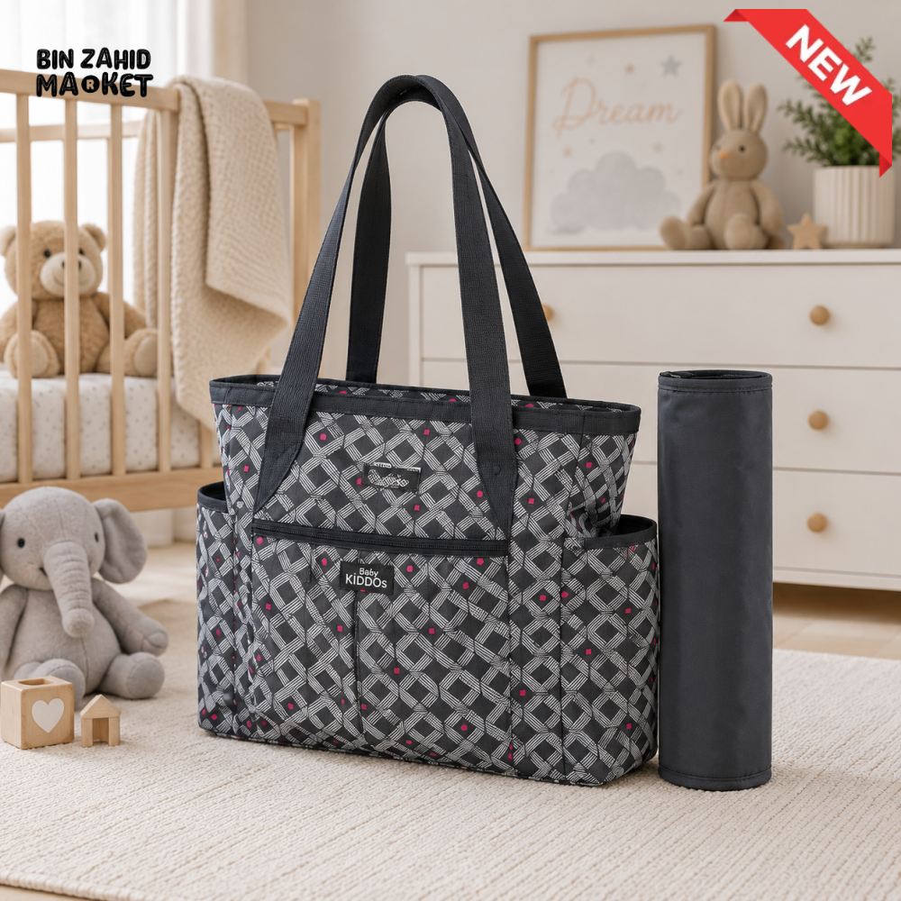 Baby Diaper Bag - Black Printed