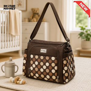 Baby Diaper Bag - Brown Polka Dot Printed