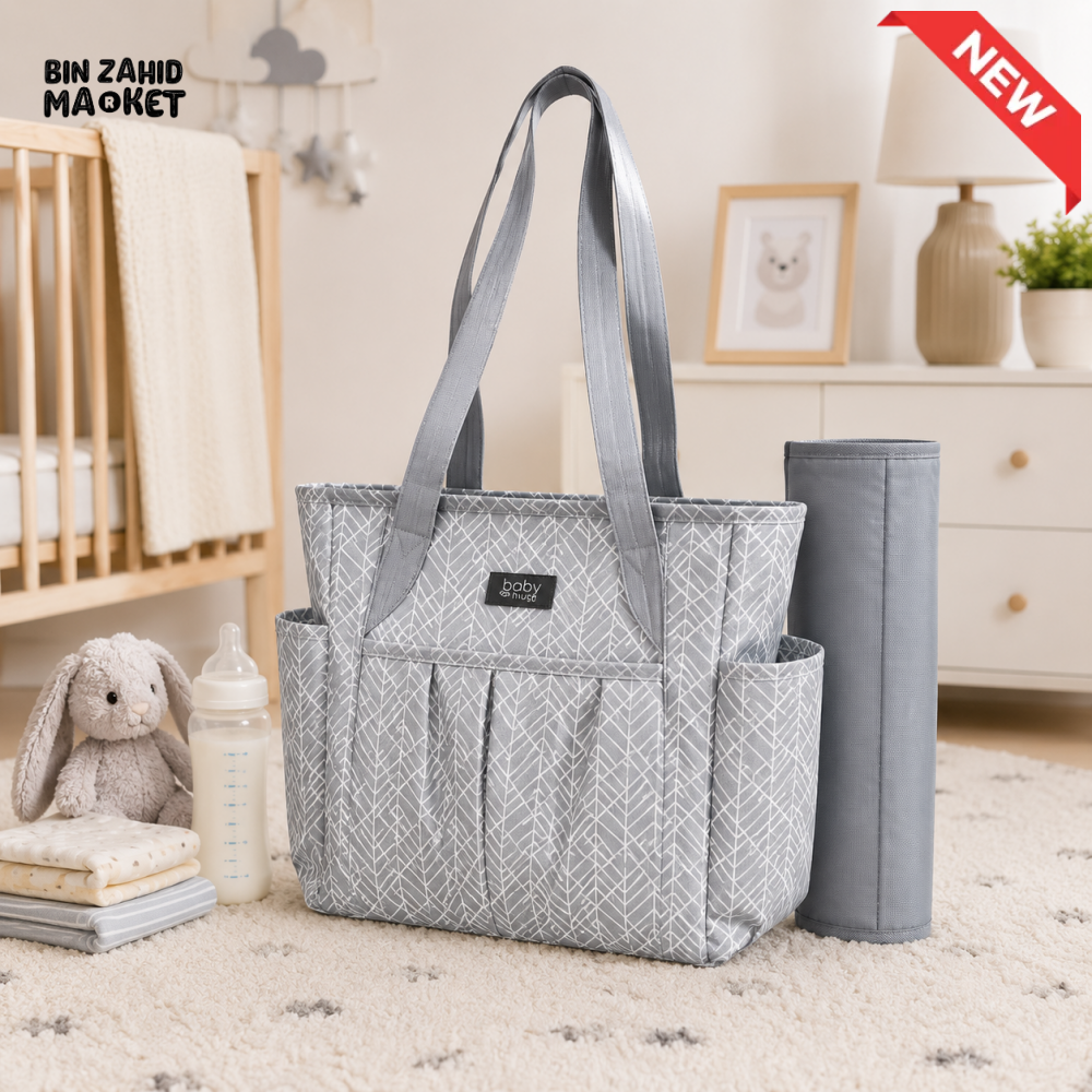 Baby Diaper Bag - Grey Printed
