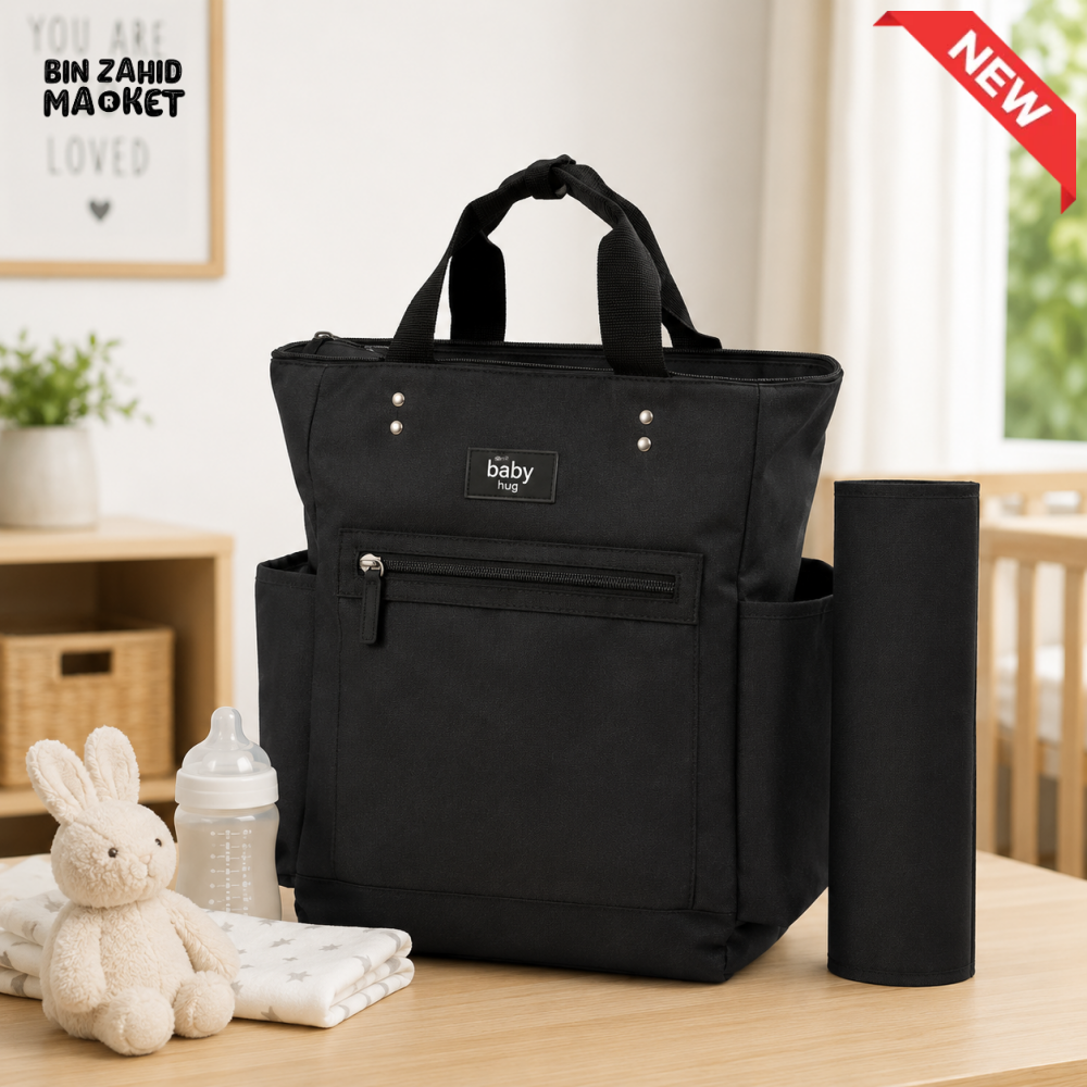 Baby Diaper Bag Pack Minimal Textured Black