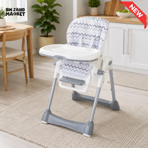 Baby High Chair - Grey Stripes