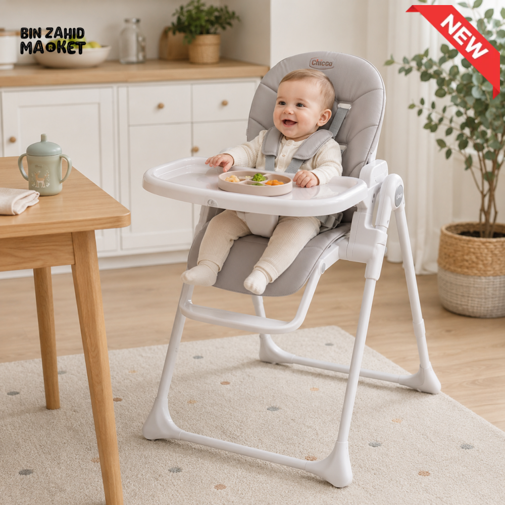 TINNIES BLUE BABY HIGH CHAIR FOR BOYS – ADJUSTABLE HEIGHT RECLINE & SAFETY HARNESS (6–36 MONTHS)