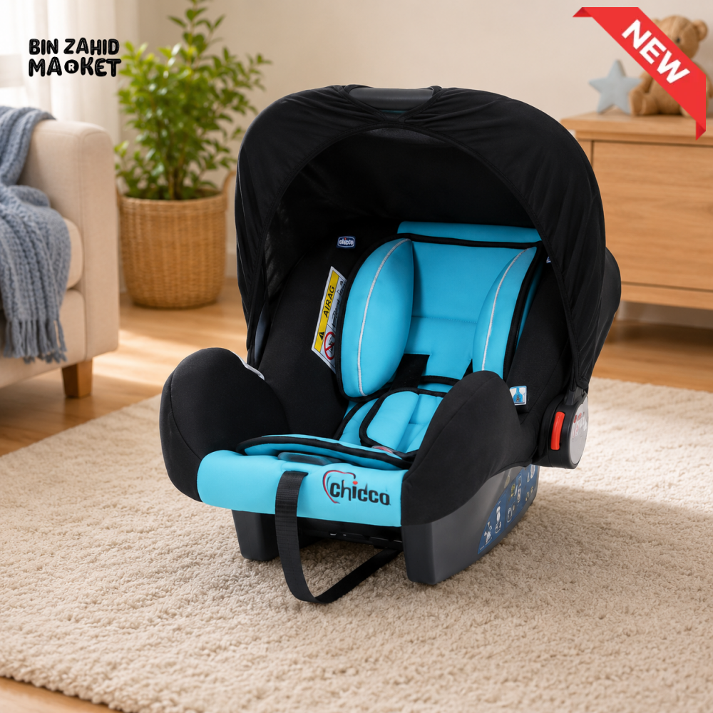 TINNIES COMFORTABLE & SECURE BABY CARRIER CAR SEAT – INFANT ROCKER WITH CANOPY (GREEN 0-18 MONTHS)
