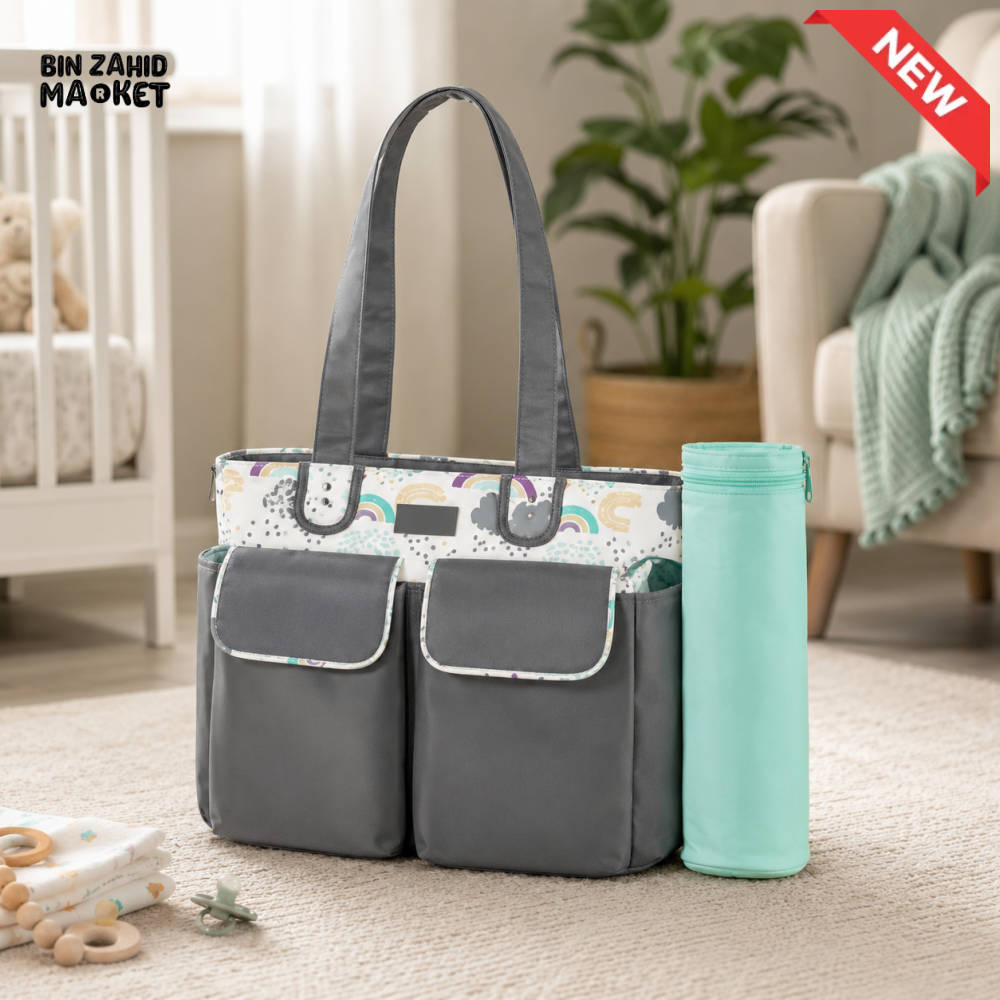 TINNIES COMPACT DIAPER BAG WITH CHANGING PAD – GREY