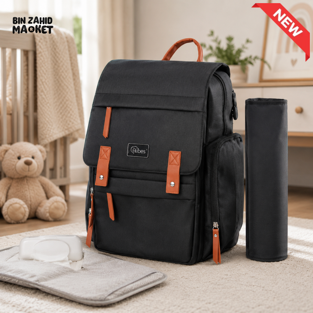 TINNIES DIAPER BACKPACK – BLACK HANDS-FREE COMFORT FOR MODERN MOMS
