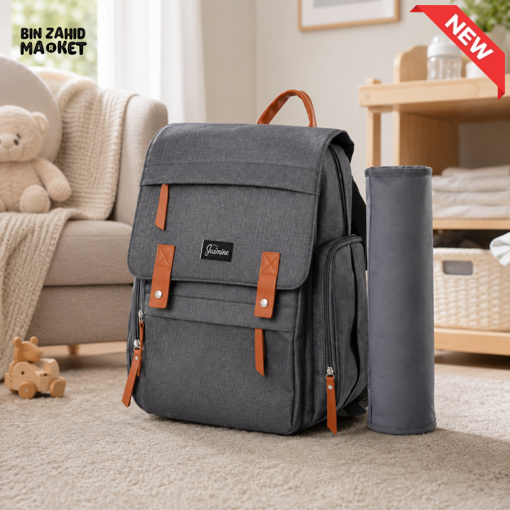 TINNIES DIAPER BAG – GREY SPACIOUS & SMART DESIGN FOR MODERN MOMS