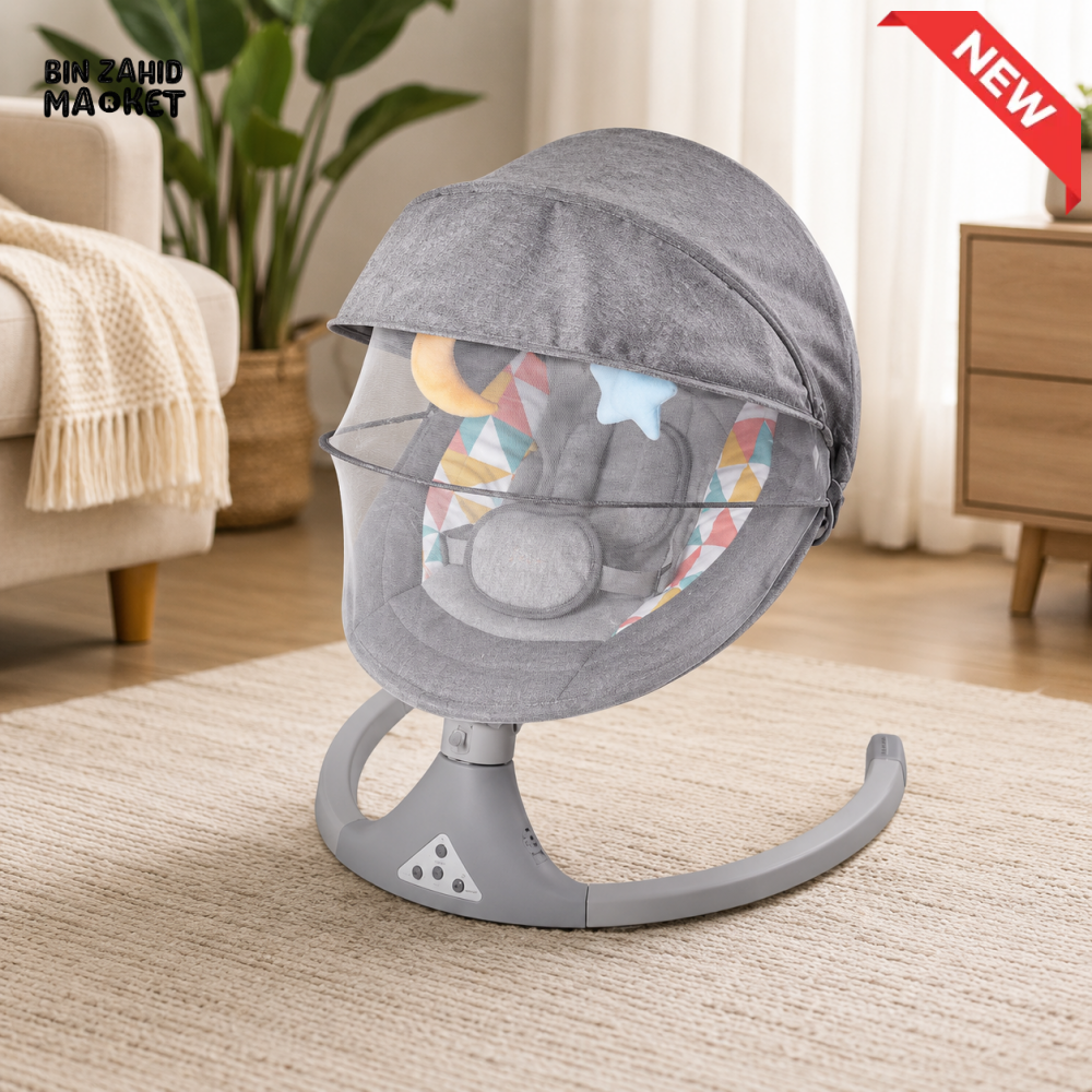 TINNIES GREY BABY SWING WITH MUSIC – NEWBORN TO 1 YEAR