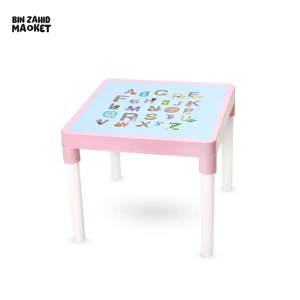 TINNIES KIDS STUDY TABLE AND CHAIR SET – ALPHABET LEARNING ACTIVITY DESK PINK