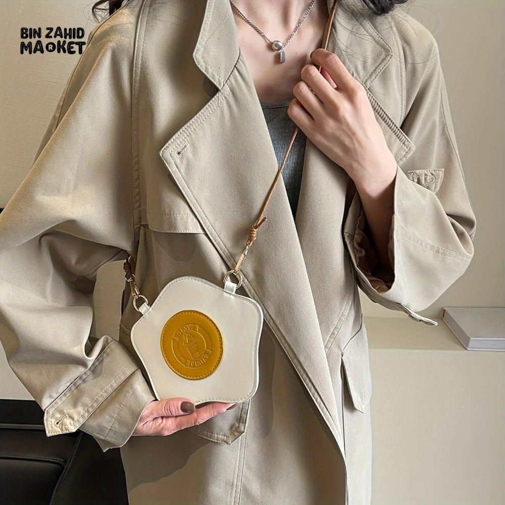 TOAST BREAD & FRIED EGG CROSSBODY BAG | QUIRKY ZIPPER SHOULDER BAG WITH FUN DESIGN CUTE & STYLISH EVERYDAY ACCESSORY