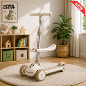TODDLER SCOOTER WITH SEAT AND LEAN-TO-STEER DESIGN - BEIGE