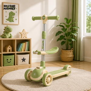 TODDLER SCOOTER WITH SEAT AND LEAN-TO-STEER DESIGN - GREEN