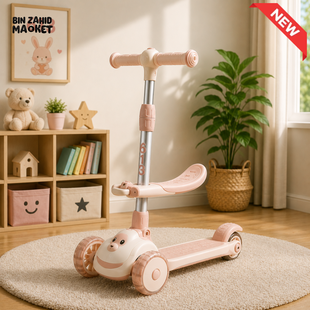 TODDLER SCOOTER WITH SEAT AND LEAN-TO-STEER DESIGN - PINK