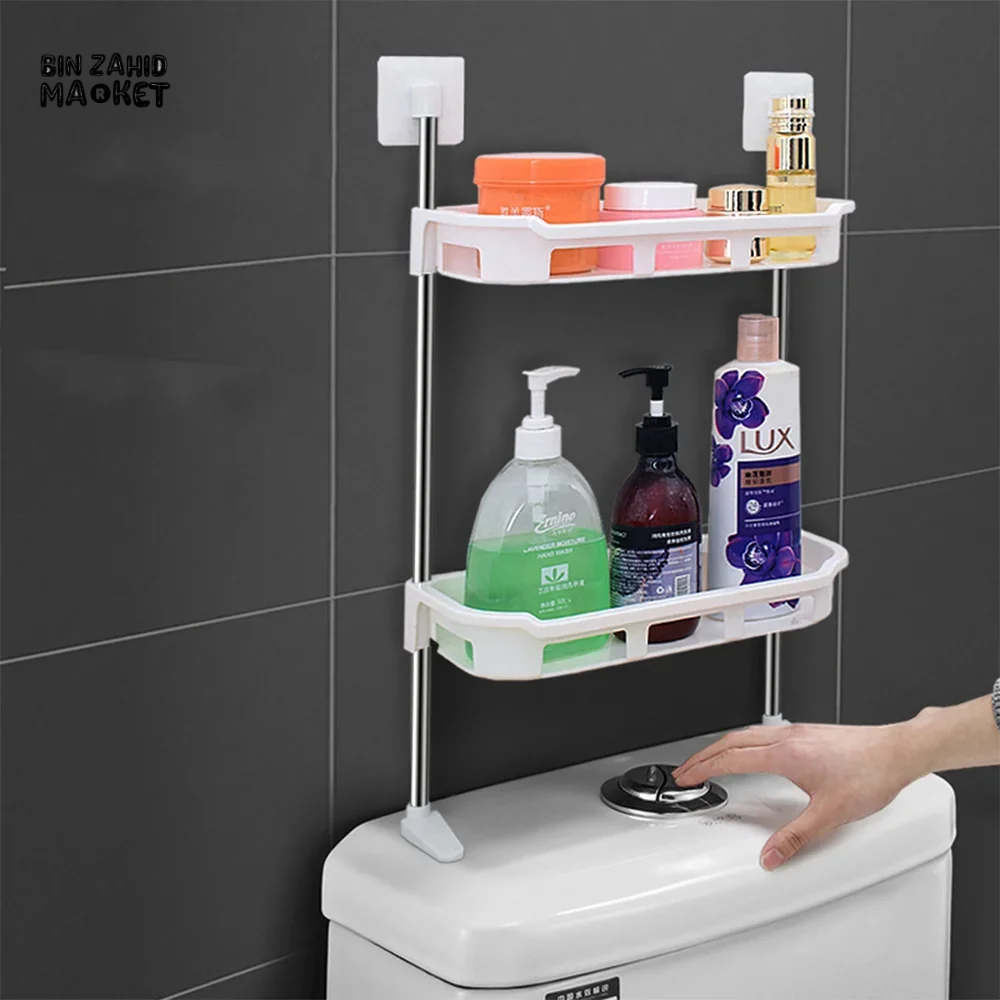 TOILET RACK – NO-DRILL BATHROOM & KITCHEN STORAGE SHELF - 2 LAYERS