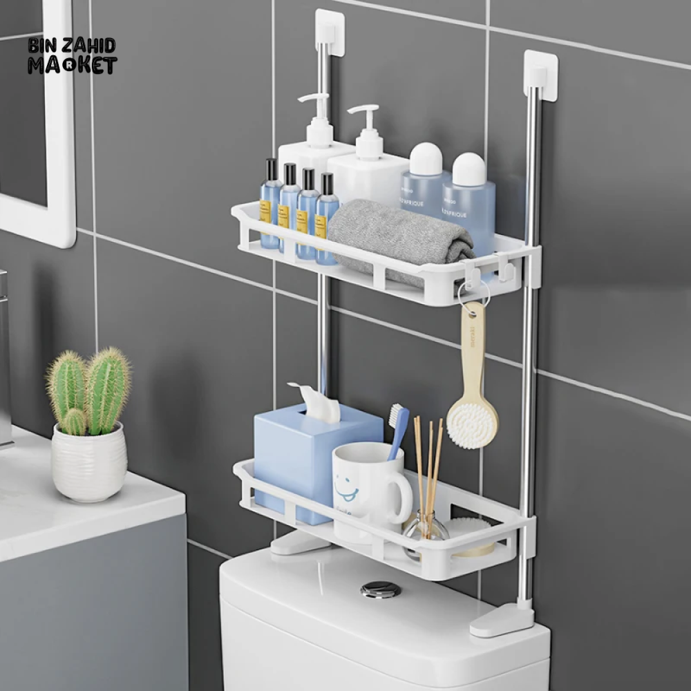 TOILET RACK – NO-DRILL BATHROOM & KITCHEN STORAGE SHELF - 2 LAYERS