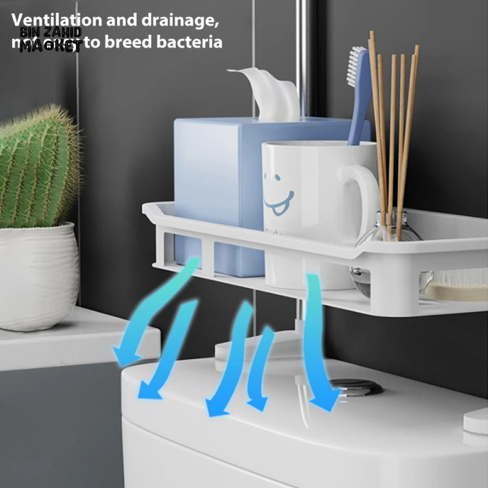TOILET RACK – NO-DRILL BATHROOM & KITCHEN STORAGE SHELF - 2 LAYERS