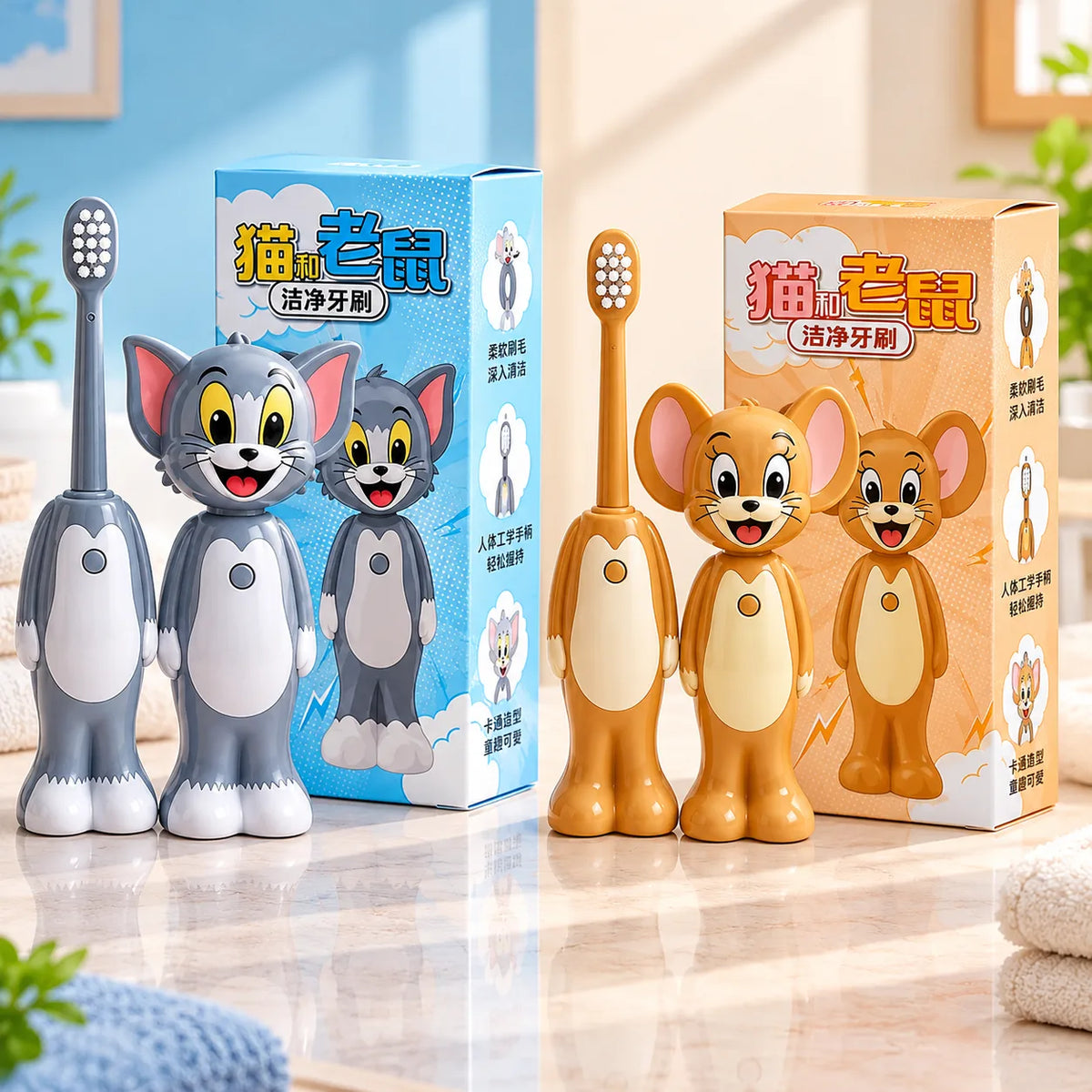 Tom & Jerry 2in1 Kids Toothbrush - Tom
