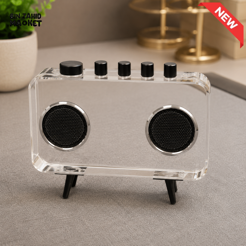 TRANSPARENT ACRYLIC DUAL SPEAKER WITH RETRO DESIGN