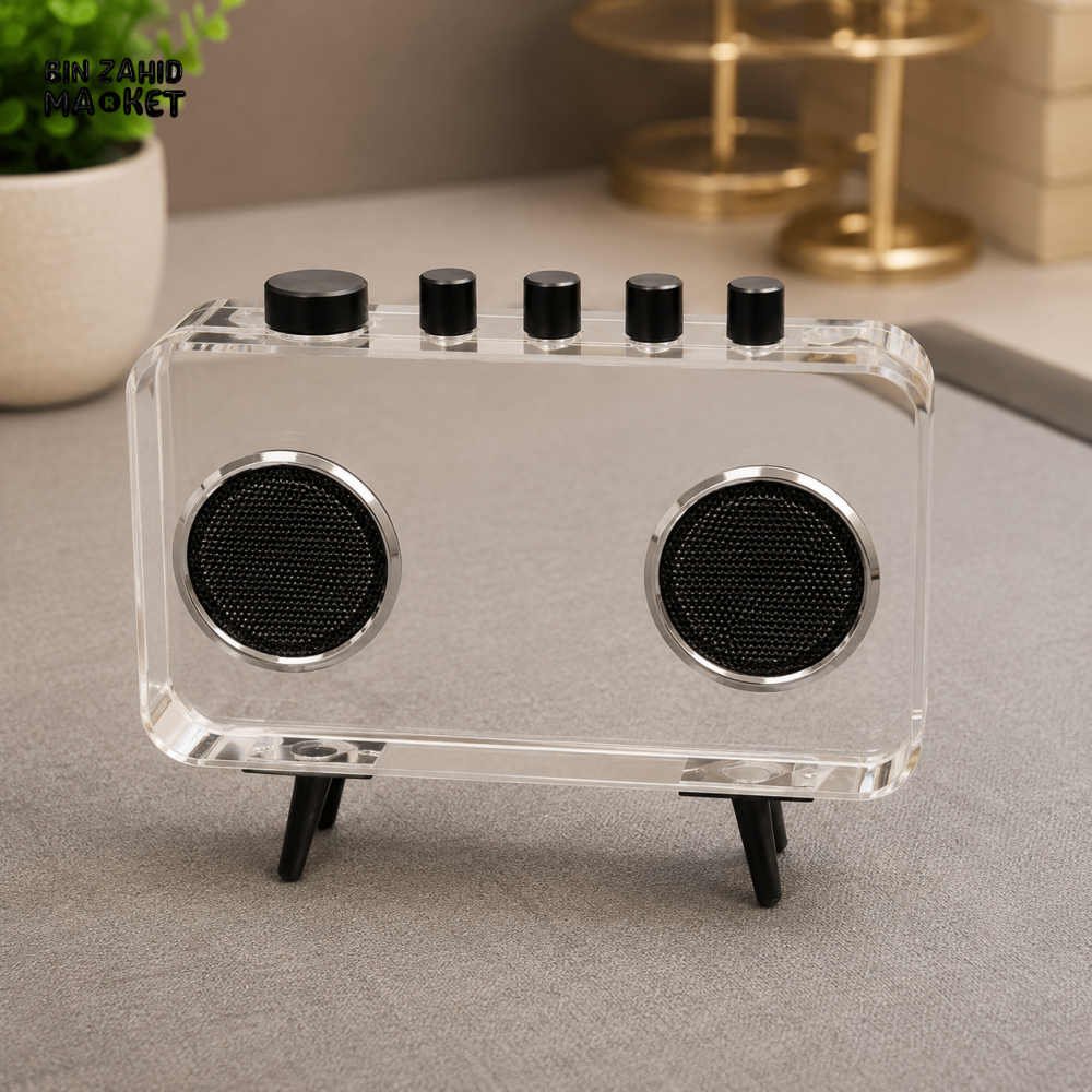 TRANSPARENT ACRYLIC DUAL SPEAKER WITH RETRO DESIGN