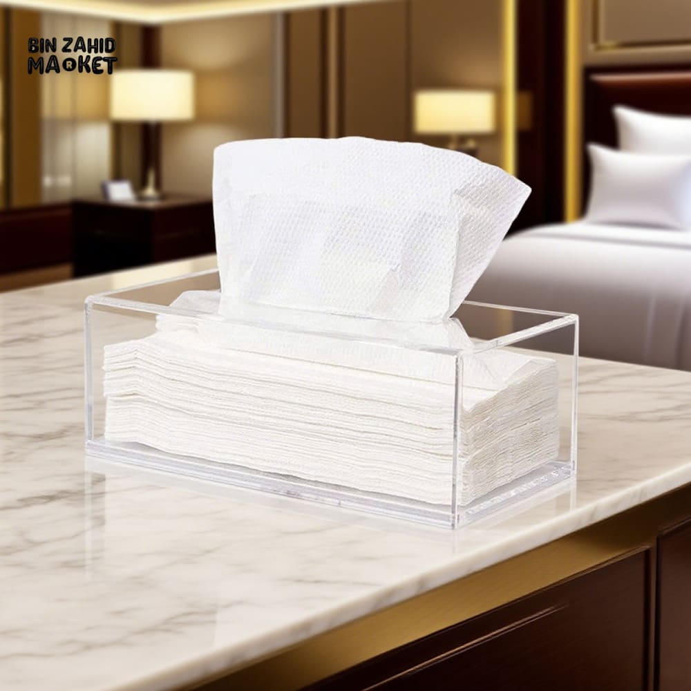 TRANSPARENT ACRYLIC TISSUE BOX – THICKENED PAPER SLEEVE HOLDER WITH REMOVABLE DRAWER DESIGN FOR RESTAURANT HOTEL & HOME