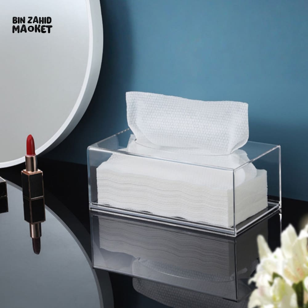 TRANSPARENT ACRYLIC TISSUE BOX – THICKENED PAPER SLEEVE HOLDER WITH REMOVABLE DRAWER DESIGN FOR RESTAURANT HOTEL & HOME