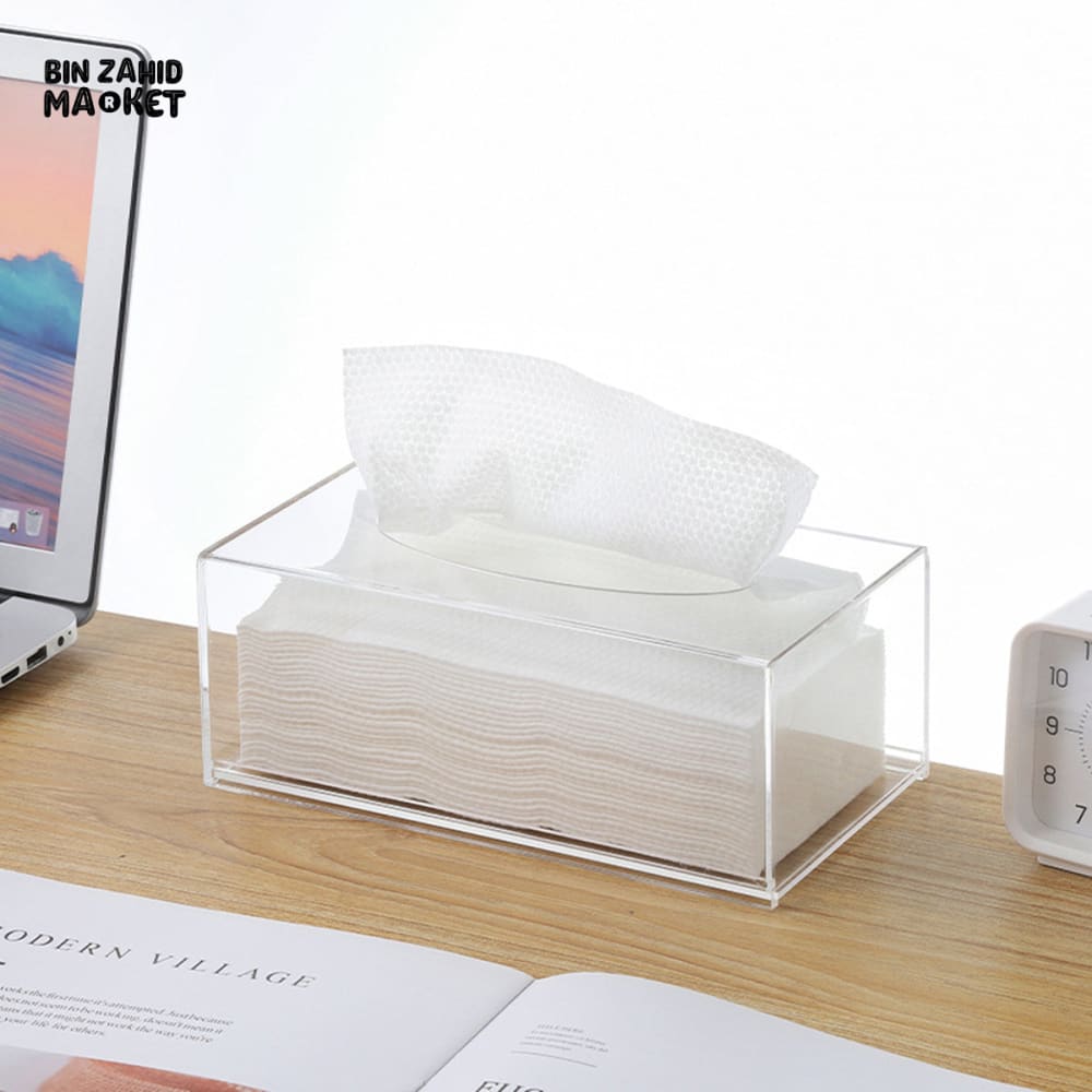 TRANSPARENT ACRYLIC TISSUE BOX – THICKENED PAPER SLEEVE HOLDER WITH REMOVABLE DRAWER DESIGN FOR RESTAURANT HOTEL & HOME
