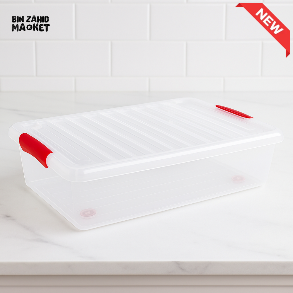 TRANSPARENT AIRTIGHT FOOD CONTAINER WITH LID – DURABLE EASY-CARRY IDEAL FOR MEAL PREP & BULK STORAGE