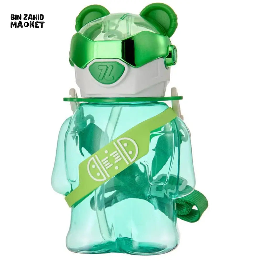 TRANSPARENT BEAR KIDS WATER BOTTLE 700ML – LEAK-PROOF STRAW LID WITH STRAP
