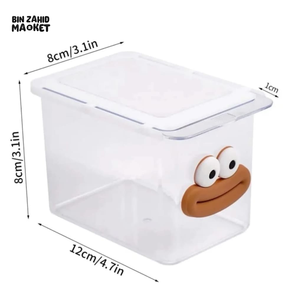 TRANSPARENT CARTOON MAKEUP COTTON STORAGE BOX WITH PULL-OUT SHELF