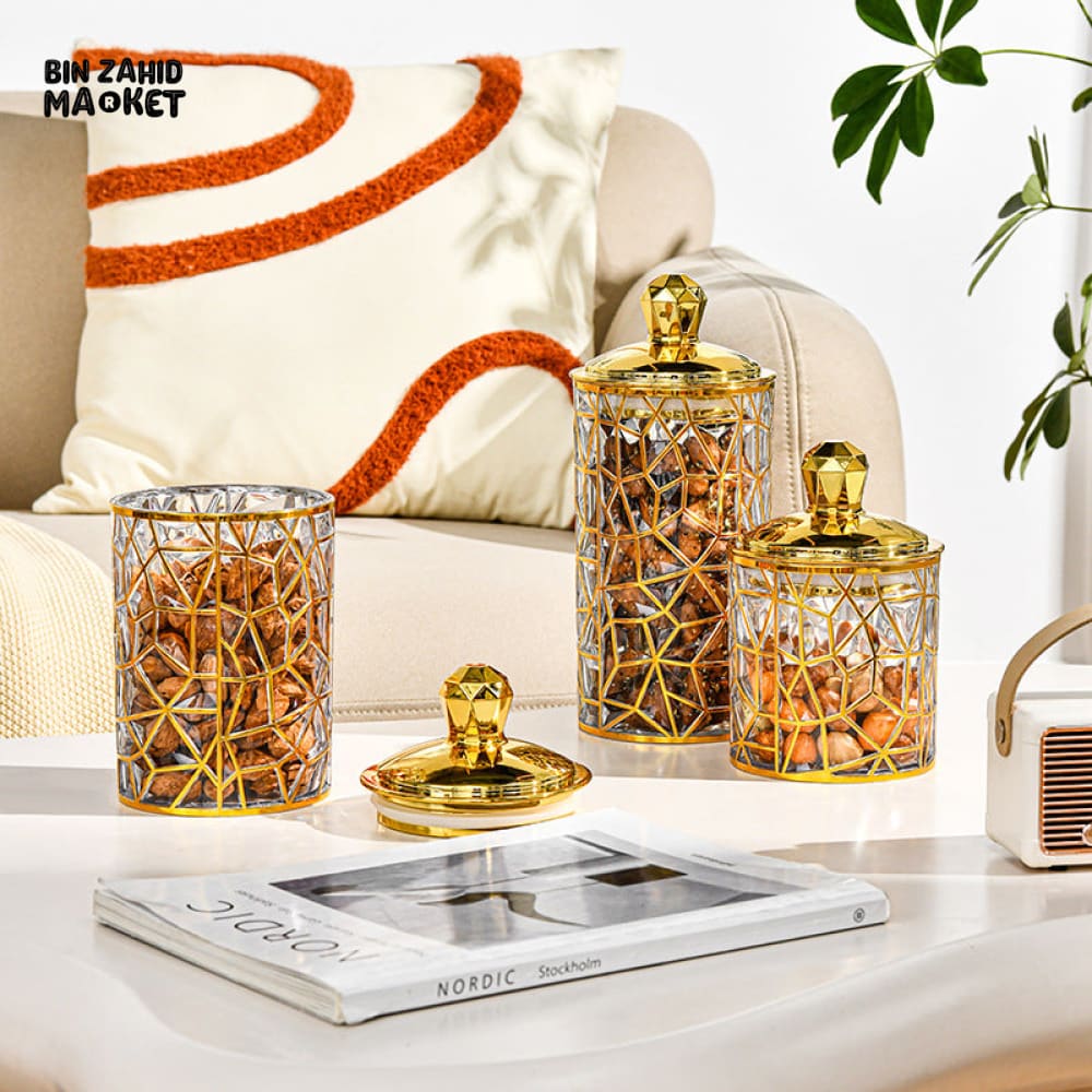 TRANSPARENT FOOD STORAGE POTS 3 PIECE SET MOISTURE-PROOF SEALED PLASTIC JARS WITH LID FOR TEA COFFEE CANDY & SNACKS - BZM-102834