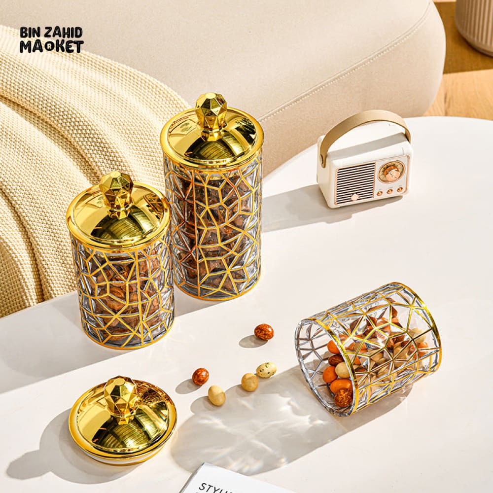 TRANSPARENT FOOD STORAGE POTS 3 PIECE SET MOISTURE-PROOF SEALED PLASTIC JARS WITH LID FOR TEA COFFEE CANDY & SNACKS - BZM-102834