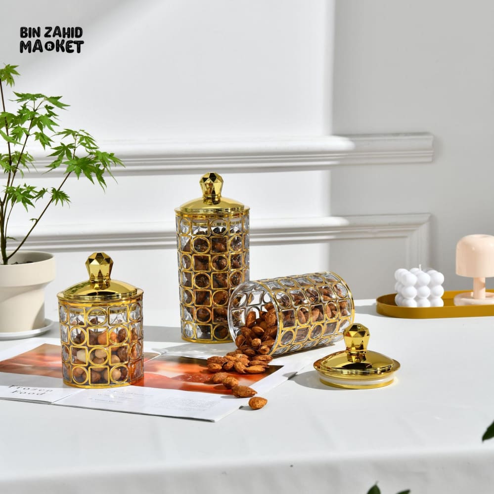 TRANSPARENT FOOD STORAGE POTS 3 PIECE SET MOISTURE-PROOF SEALED PLASTIC JARS WITH LID FOR TEA COFFEE CANDY & SNACKS - BZM-102835