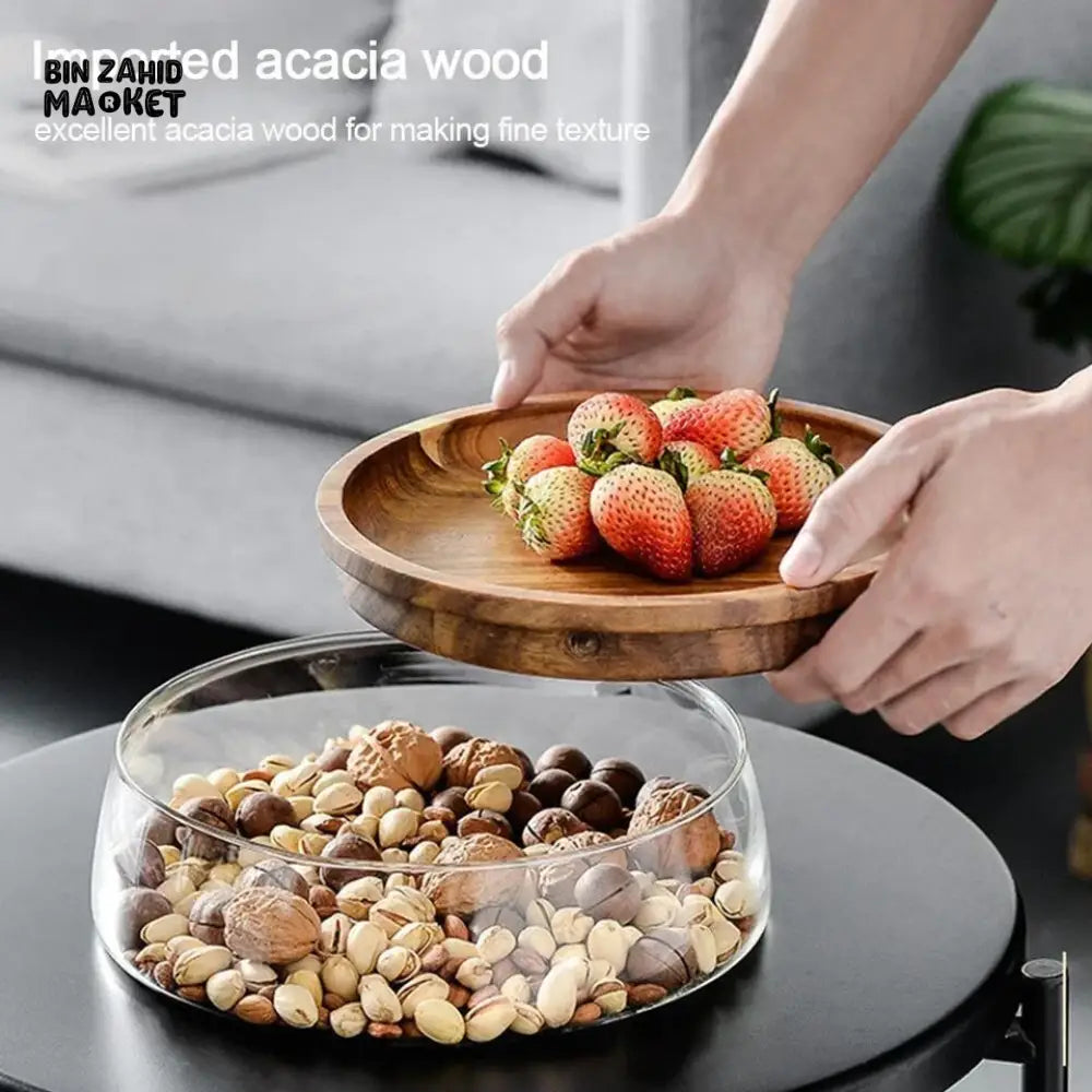 Transparent Glass Storage Canister With Wooden Lid