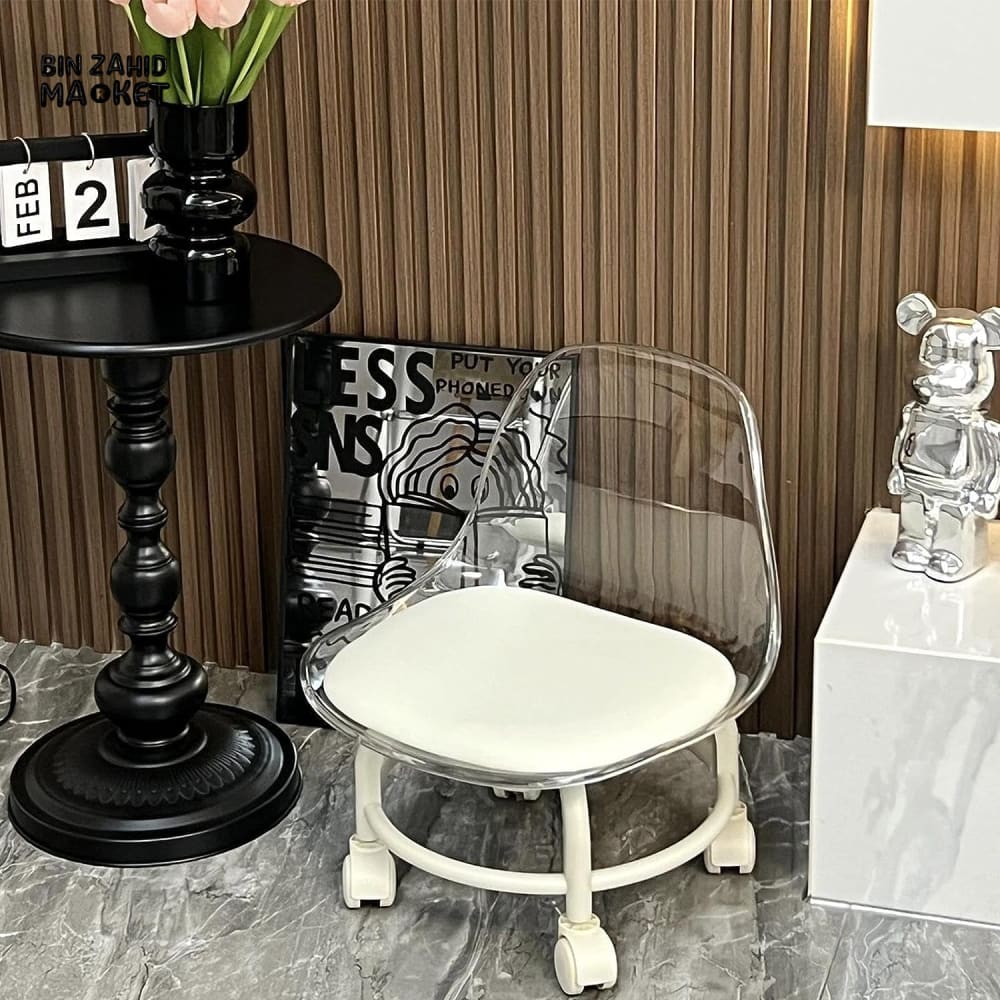 TRANSPARENT HEAVY DUTY MOVABLE - CHAIR WITH WHEELS