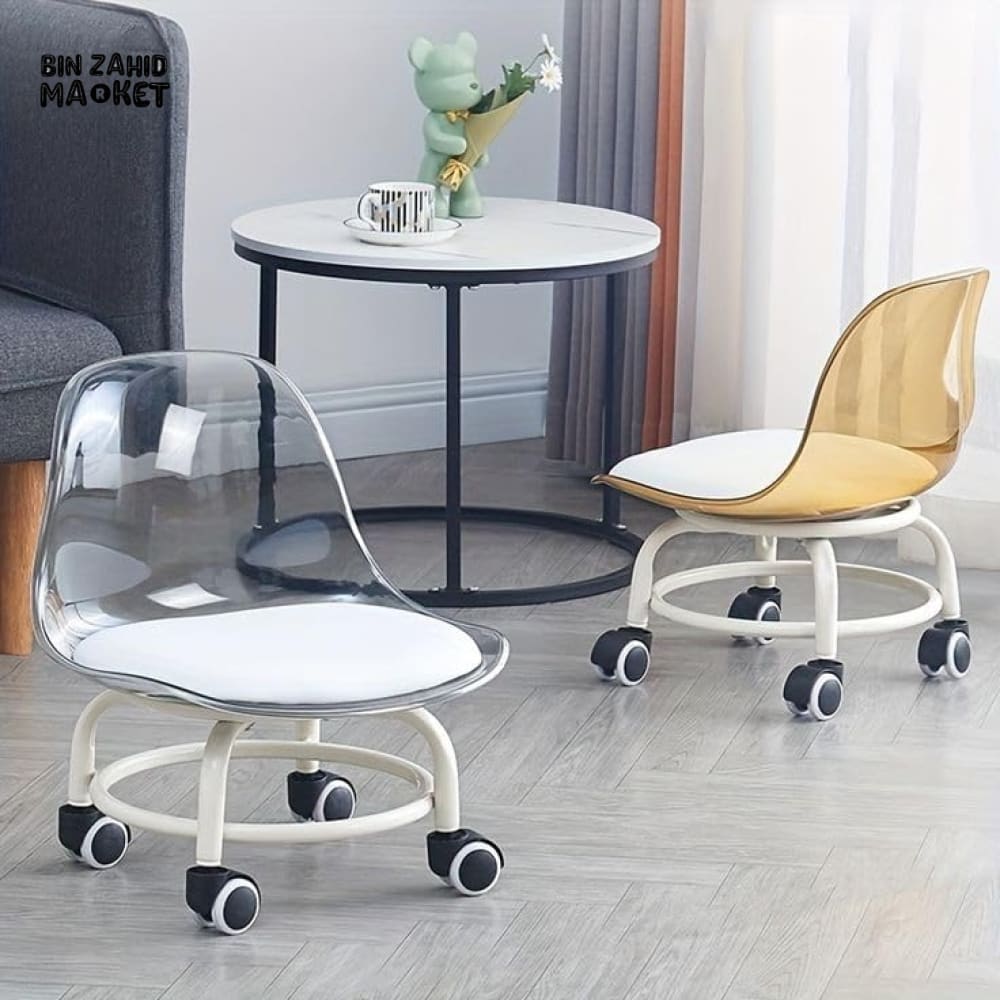 TRANSPARENT HEAVY DUTY MOVABLE - CHAIR WITH WHEELS