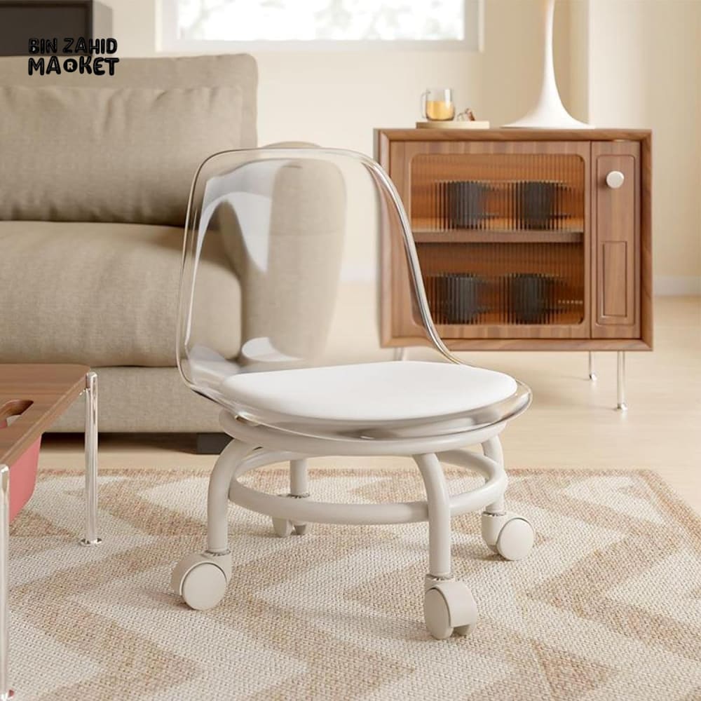 TRANSPARENT HEAVY DUTY MOVABLE - CHAIR WITH WHEELS