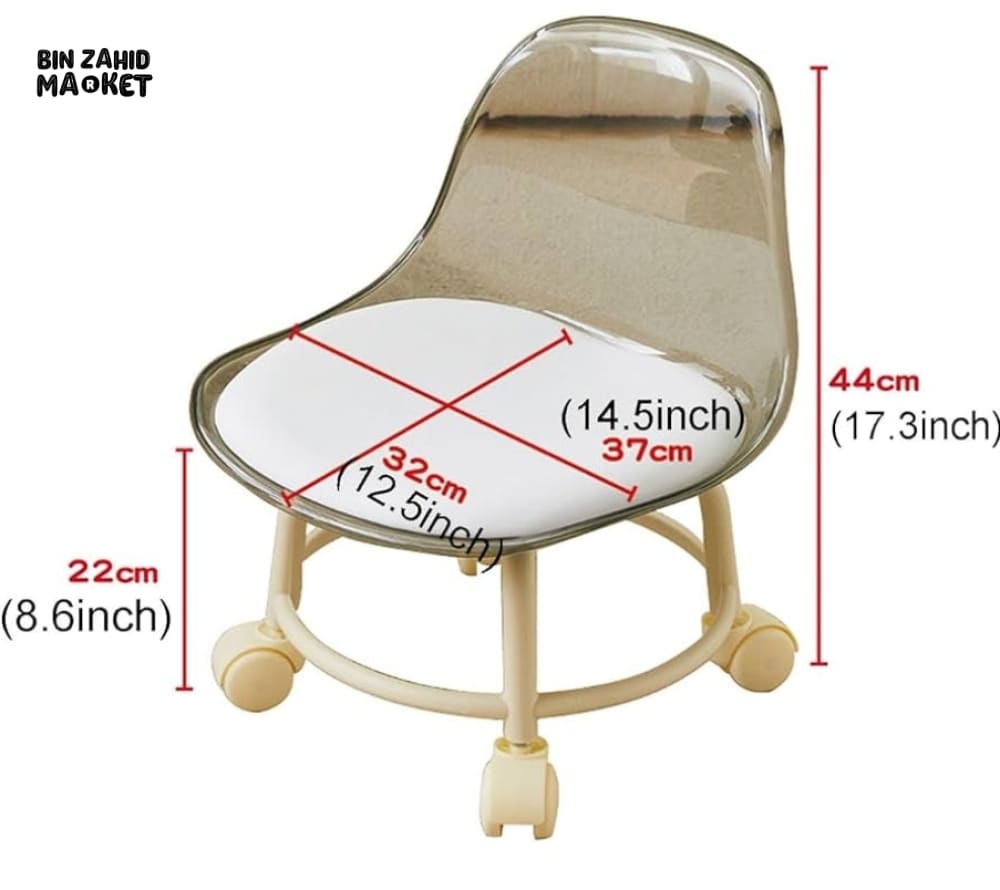 TRANSPARENT HEAVY DUTY MOVABLE - CHAIR WITH WHEELS
