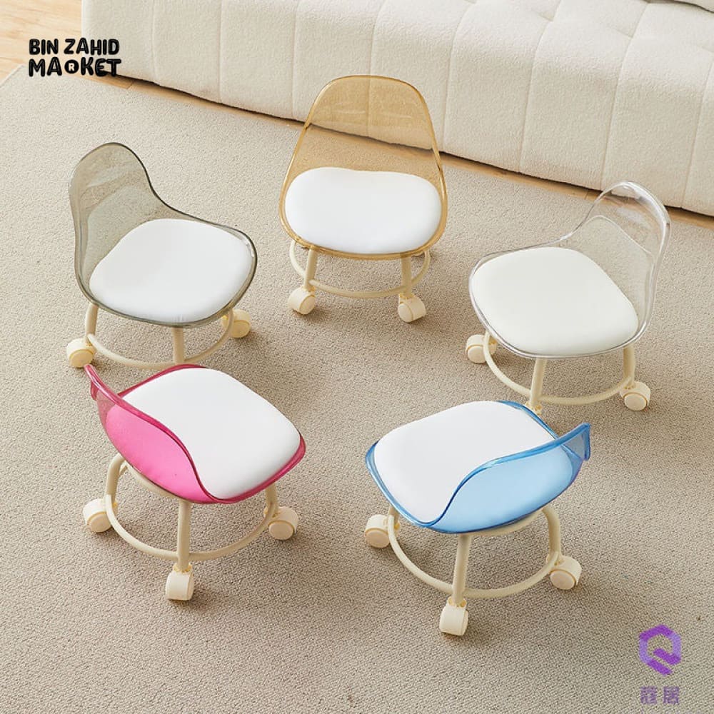 TRANSPARENT HEAVY DUTY MOVABLE - CHAIR WITH WHEELS
