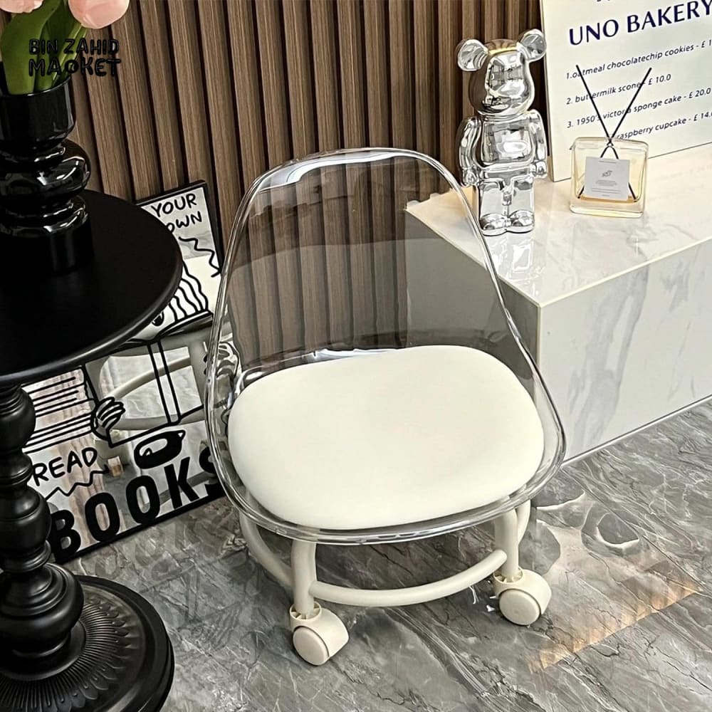 TRANSPARENT HEAVY DUTY MOVABLE - CHAIR WITH WHEELS