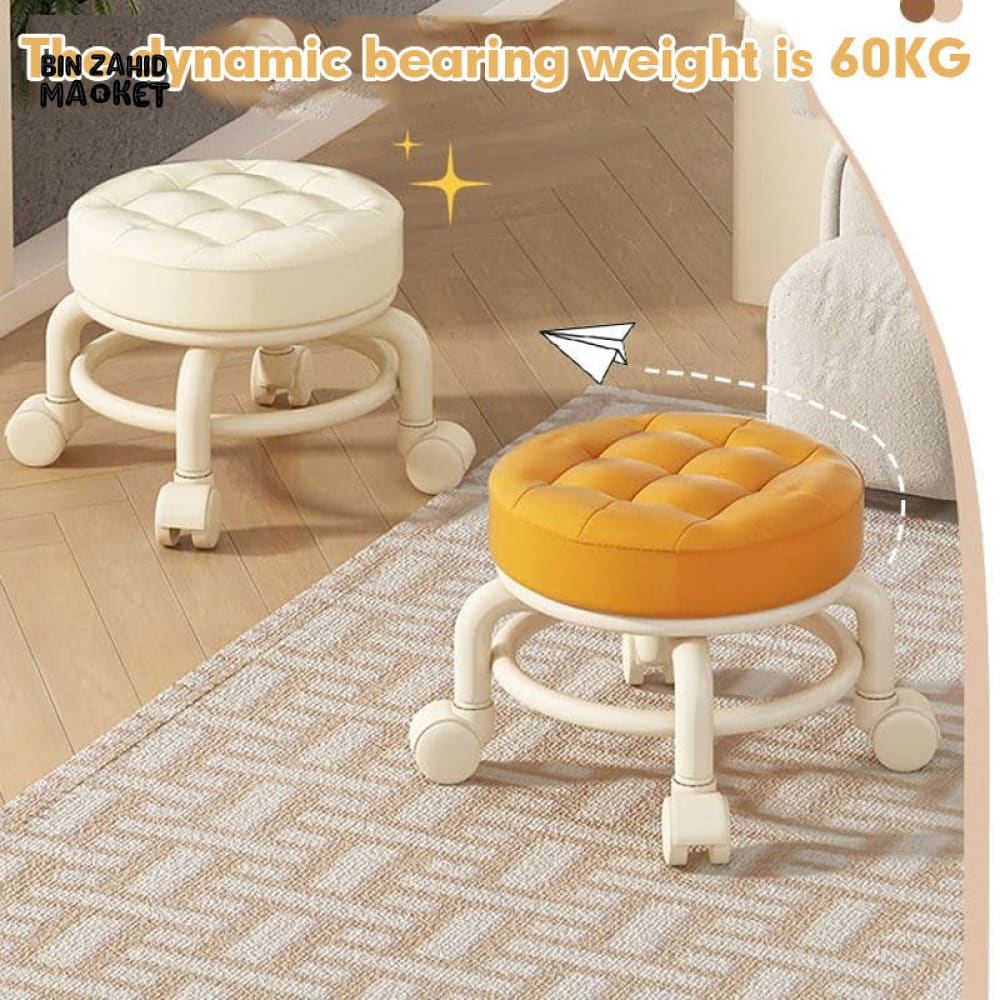 TRANSPARENT HEAVY DUTY MOVABLE - STOOL WITH WHEELS
