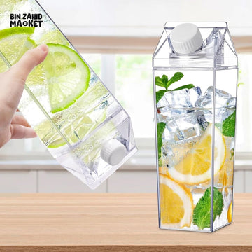 TRANSPARENT MILK CARTON STYLE STORAGE CONTAINER WITH SCREW CAP