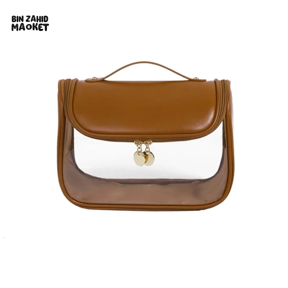 TRANSPARENT PORTABLE MAKEUP BAG – LARGE CAPACITY PU TRAVEL BAG