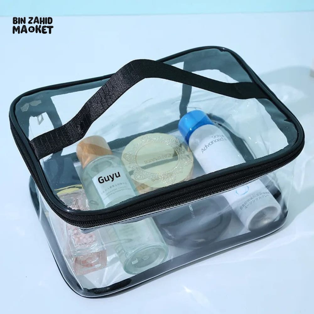 TRANSPARENT PVC WATERPROOF MAKEUP BAG – LARGE CAPACITY TRAVEL TOILETRY & MULTIFUNCTION STORAGE BAG