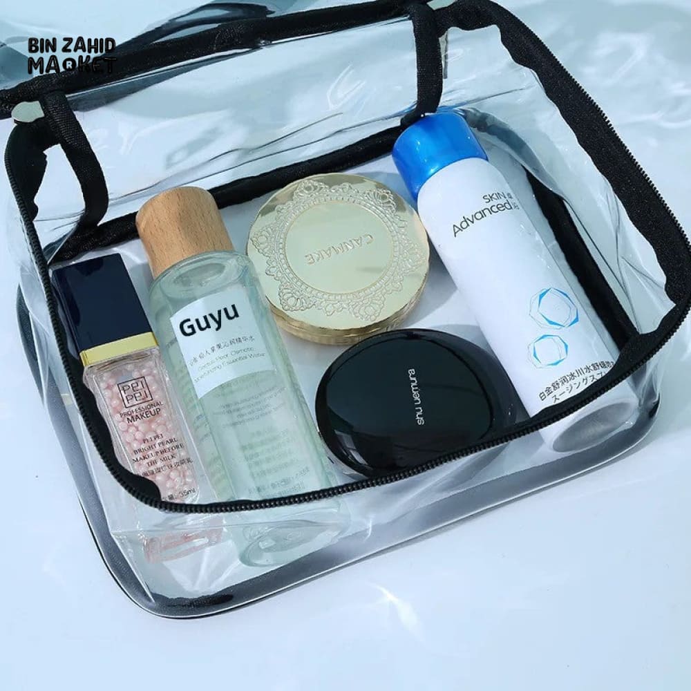 TRANSPARENT PVC WATERPROOF MAKEUP BAG – LARGE CAPACITY TRAVEL TOILETRY & MULTIFUNCTION STORAGE BAG
