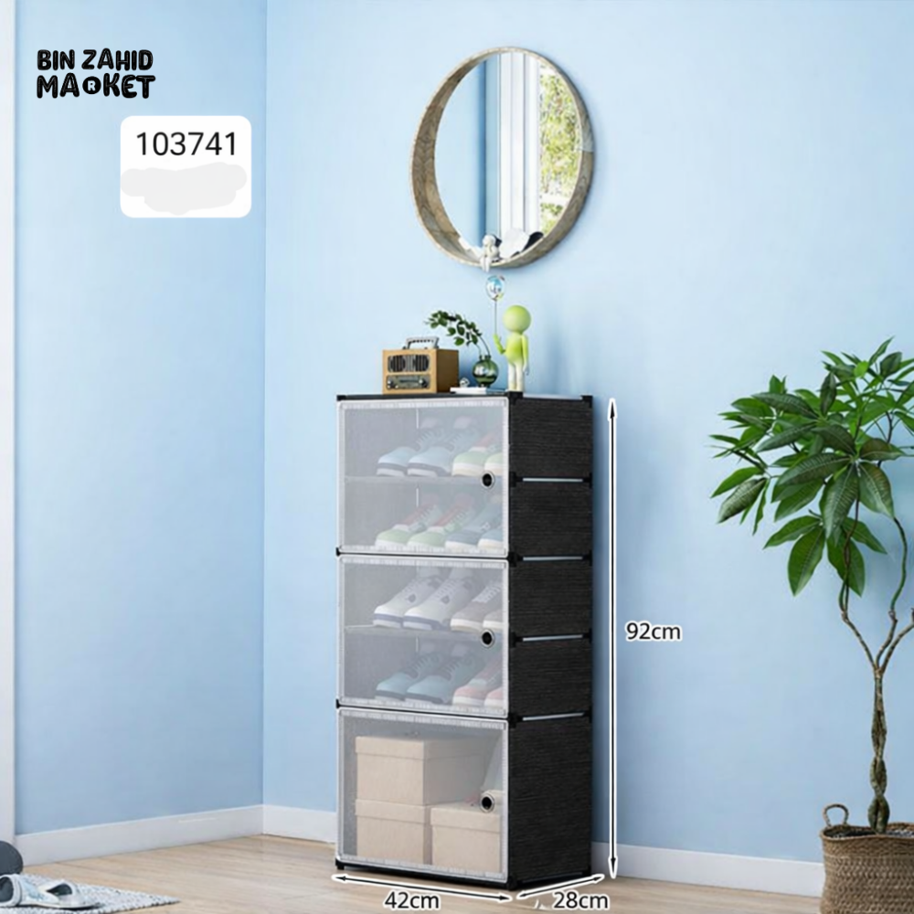TRANSPARENT SHOE STORAGE ORGANIZER CABINET - 6-TIER