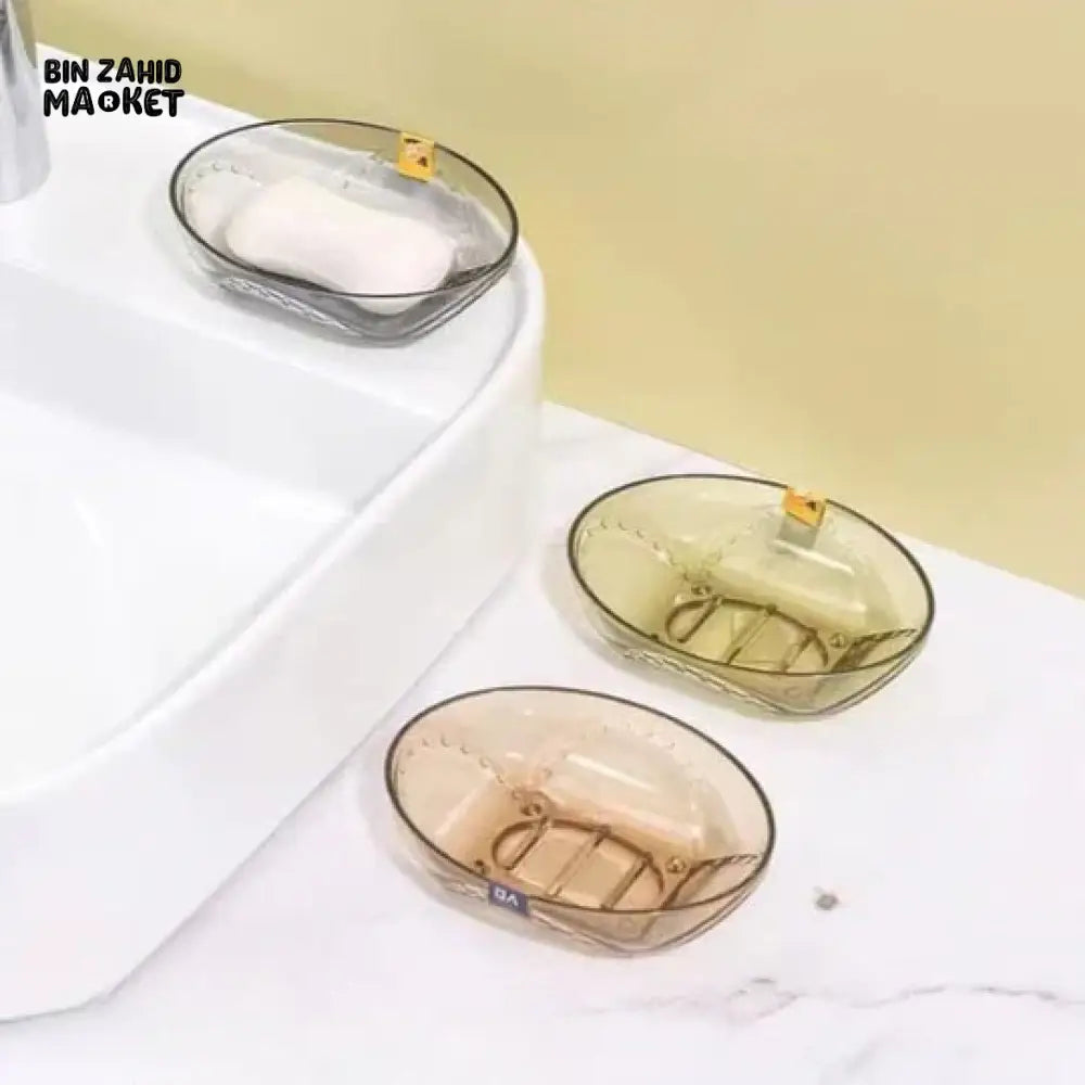 TRANSPARENT SOAP DISH WITH SUCTION CUP – SEAMLESS DRAIN HOLDER FOR BATHROOM KITCHEN & SHOWER