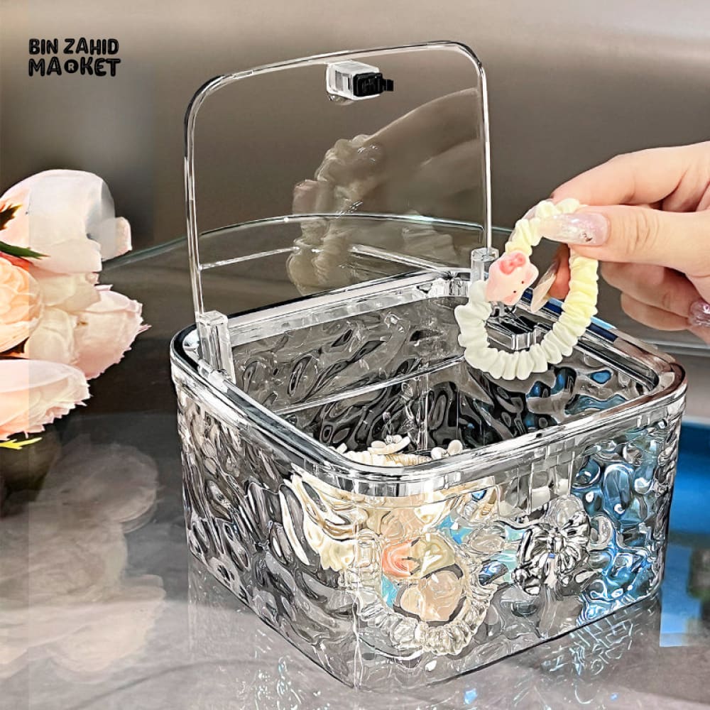 TRANSPARENT STORAGE BOX – ACRYLIC CONTAINER WITH LID DESK ORGANIZER