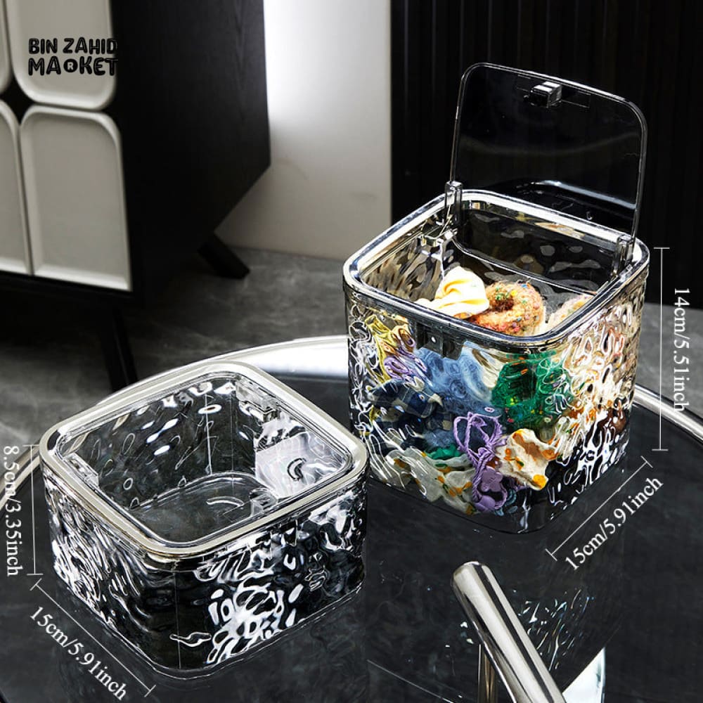 TRANSPARENT STORAGE BOX – ACRYLIC CONTAINER WITH LID DESK ORGANIZER