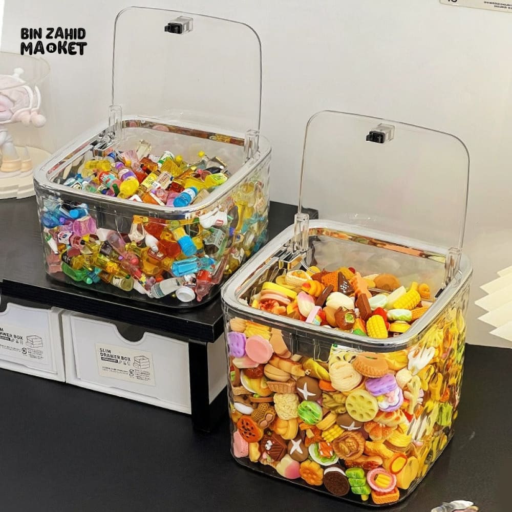 TRANSPARENT STORAGE BOX – ACRYLIC CONTAINER WITH LID DESK ORGANIZER